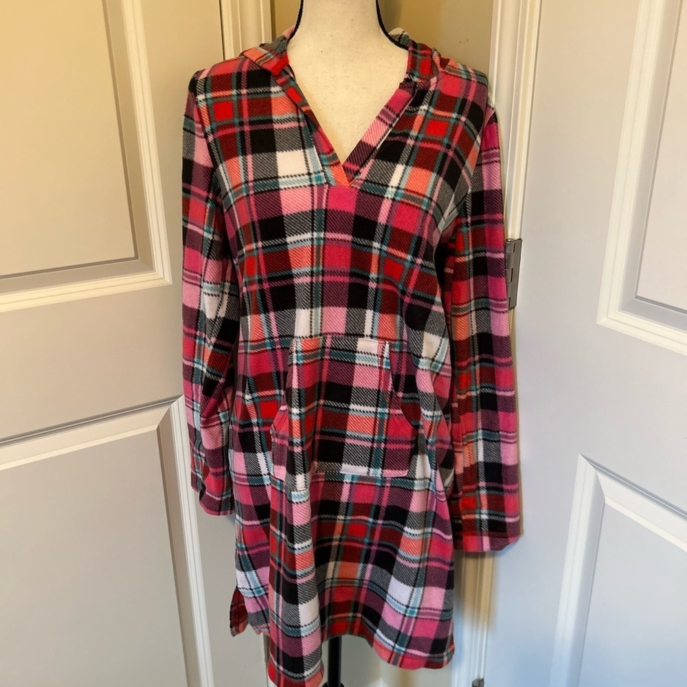 Jenni Vibrant Plaid Hooded pj night gown/dress